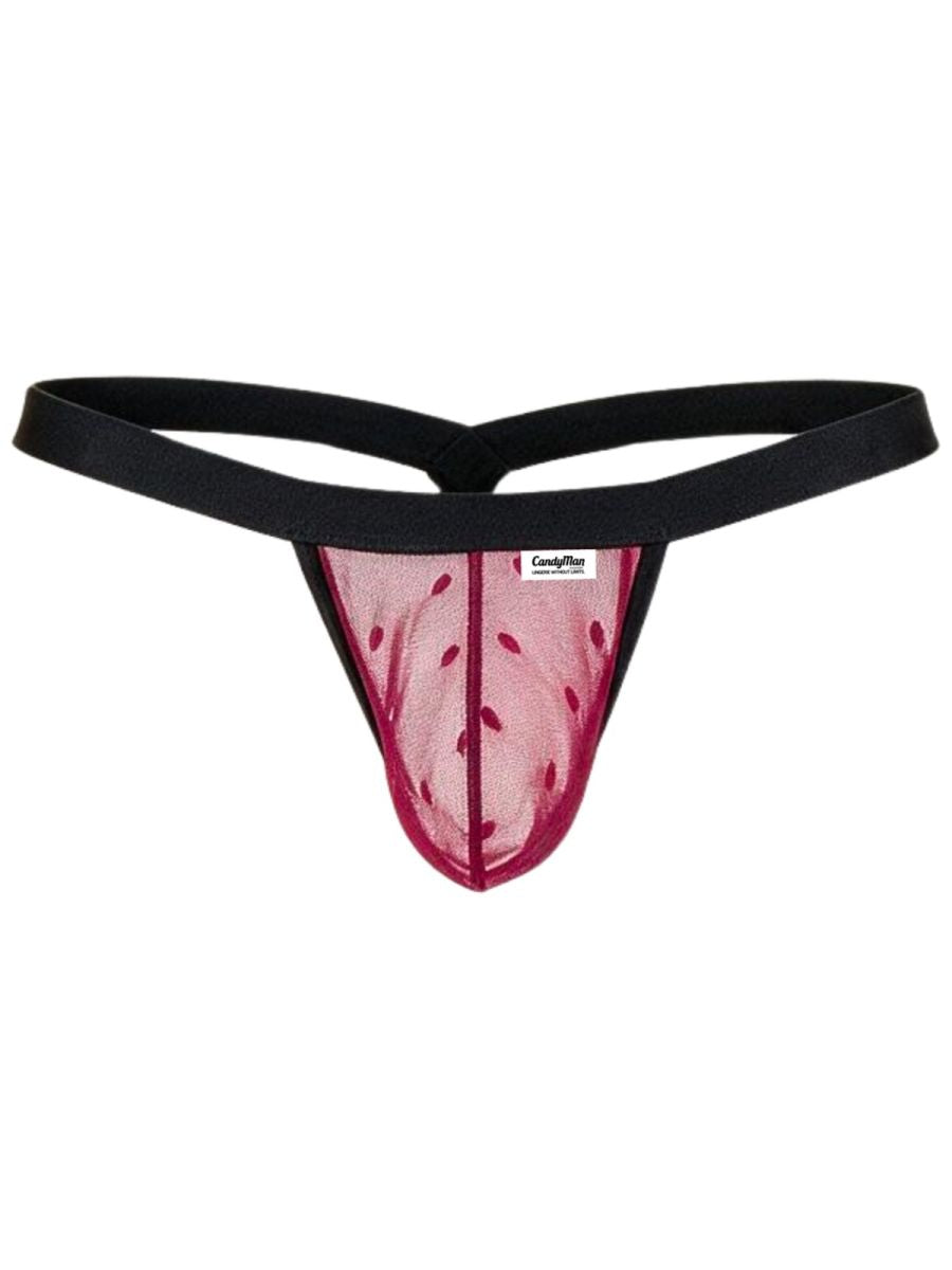 CandyMan 95017 Mens Stretch Dot Mesh Daring Attraction Thongs Wine