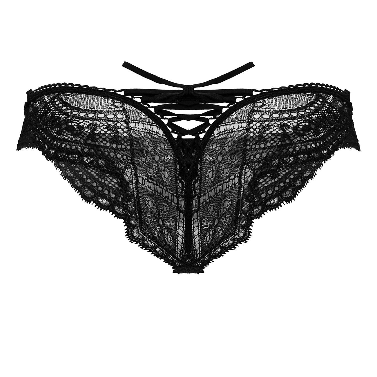 CandyMan 99828 Mens Lace-Mesh Thong Brief Black