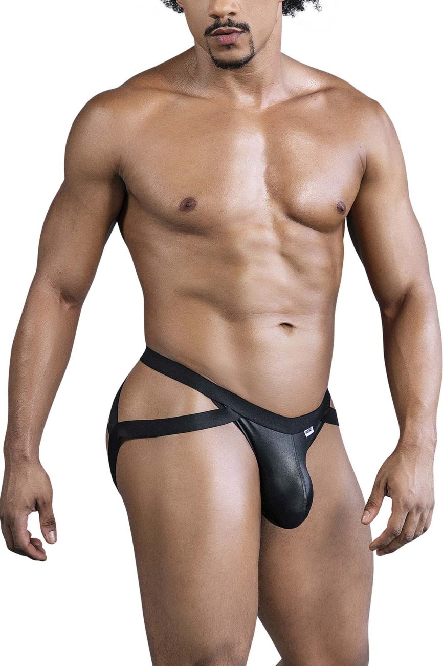 CandyMan 99840 Male Crisscross Jock Look Thong Black