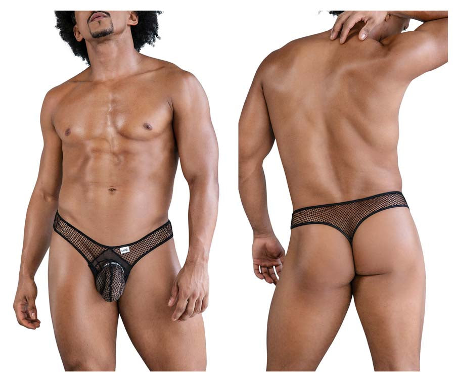 CandyMan 99843 Mens Fishnet Thong Black