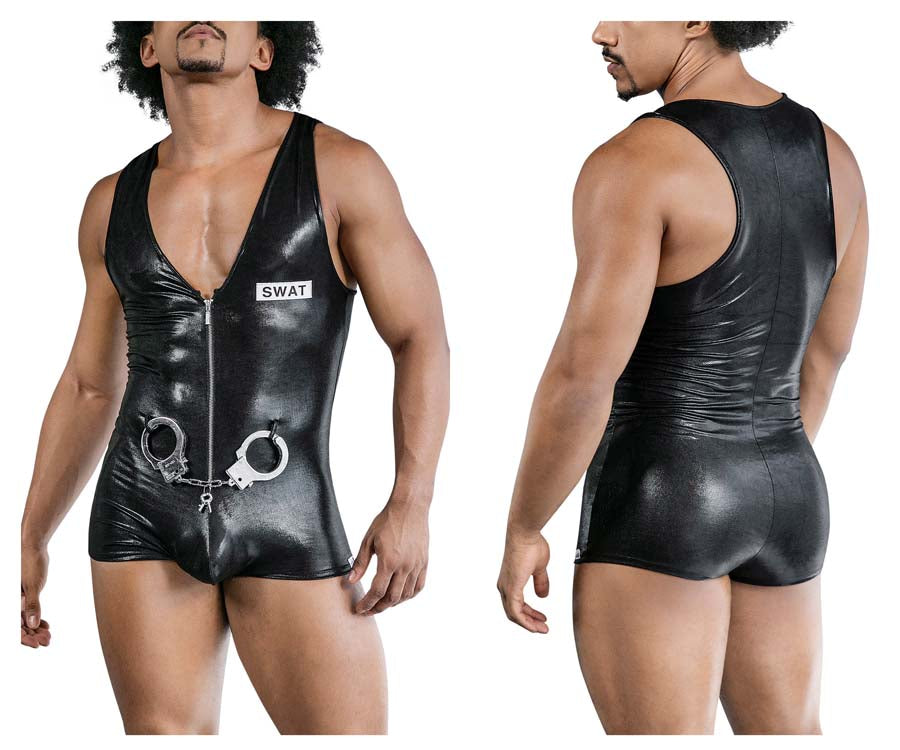 CandyMan 99844 Male Swat Team Police Bodysuit Black