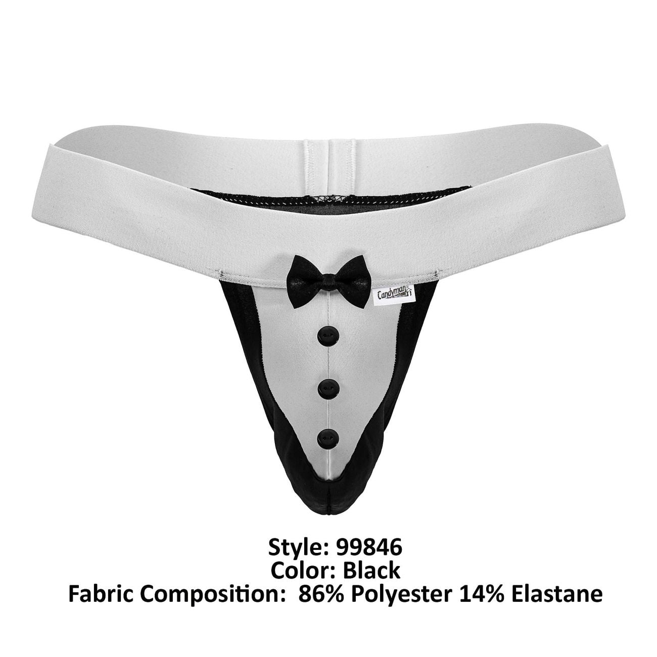CandyMan 99846 Mens Costume Tuxedo Thongs Black & White