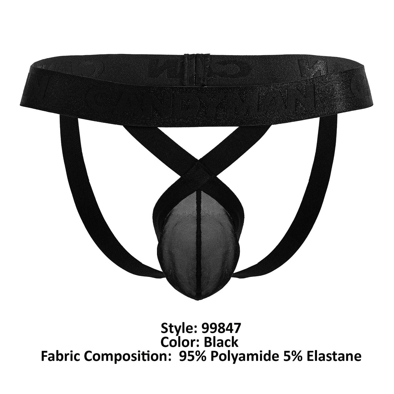 CandyMan 99847 Mens Mesh Jockstrap Thong Black