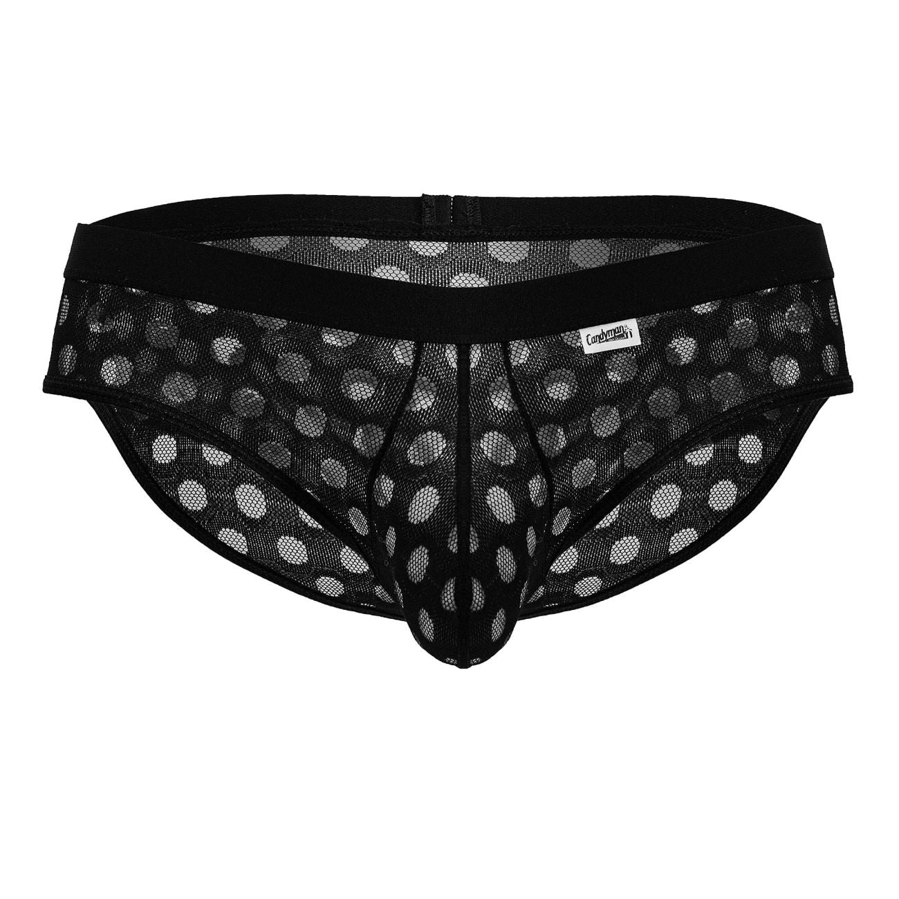 CandyMan 99855 Mens Sheer Polka Mesh Briefs Black
