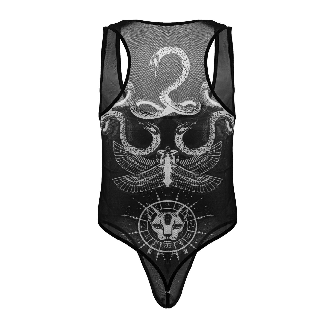CandyMan 99869 Egyptian Mens Bodysuit Black-White