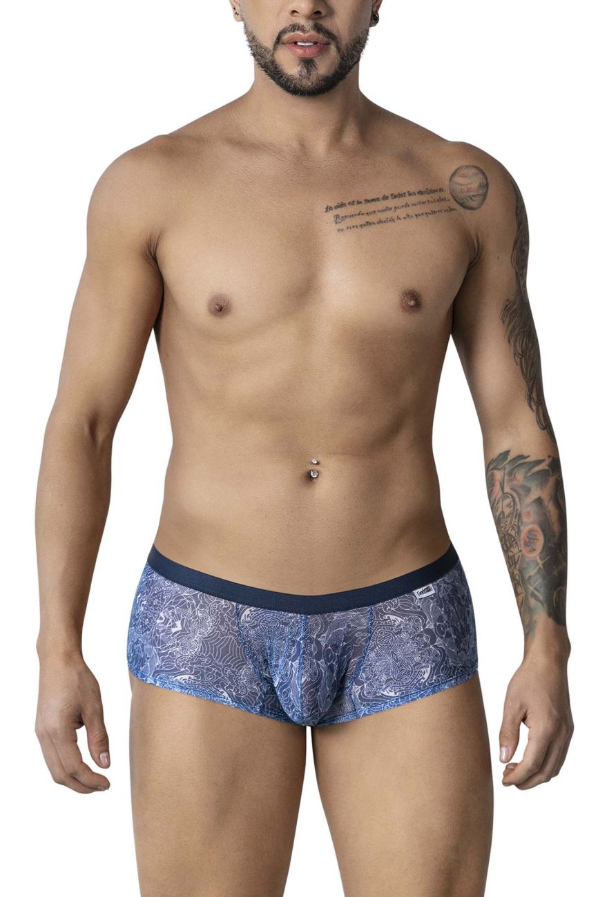 CandyMan 99873 Mens Water Print Breathable Mesh Trunks Blue-White