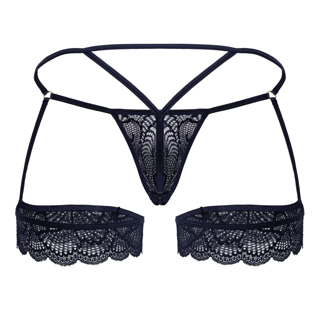 CandyMan 99906 Mens Sexy Garter Lace Thongs Navy
