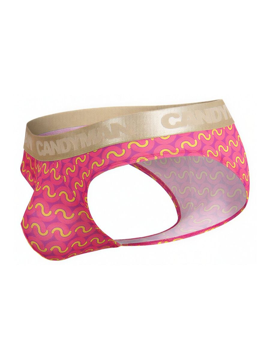 CandyMan 99926 Mens Metallic-look Waistband Briefs Printed Pink