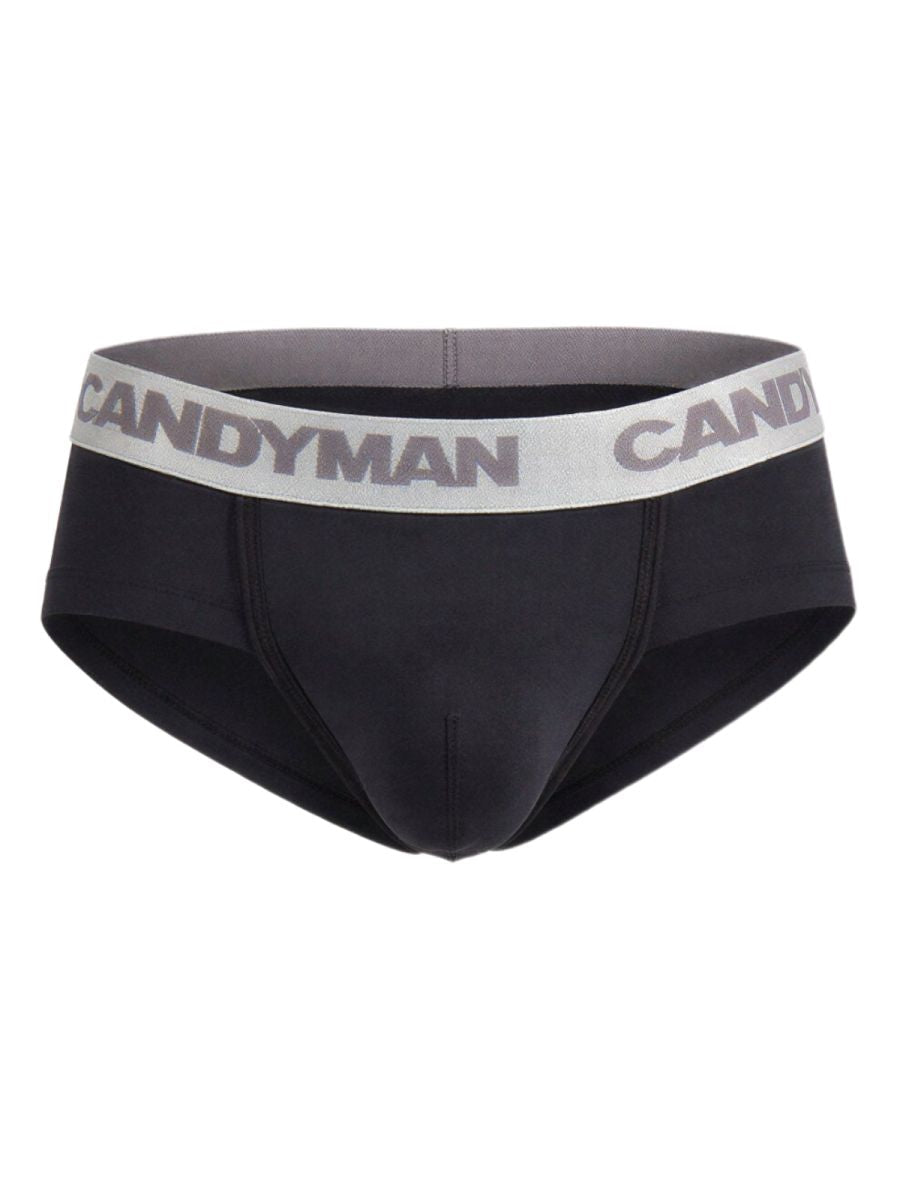 CandyMan 99932 Mens Supportive & Refined Briefs Black Silver