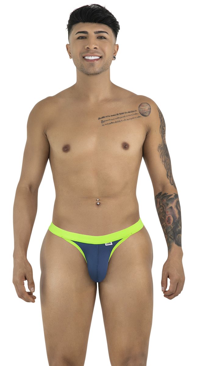 CandyMan 99942 Mens Turn Up the Heat Sporty Thongs Blue & Neon Green
