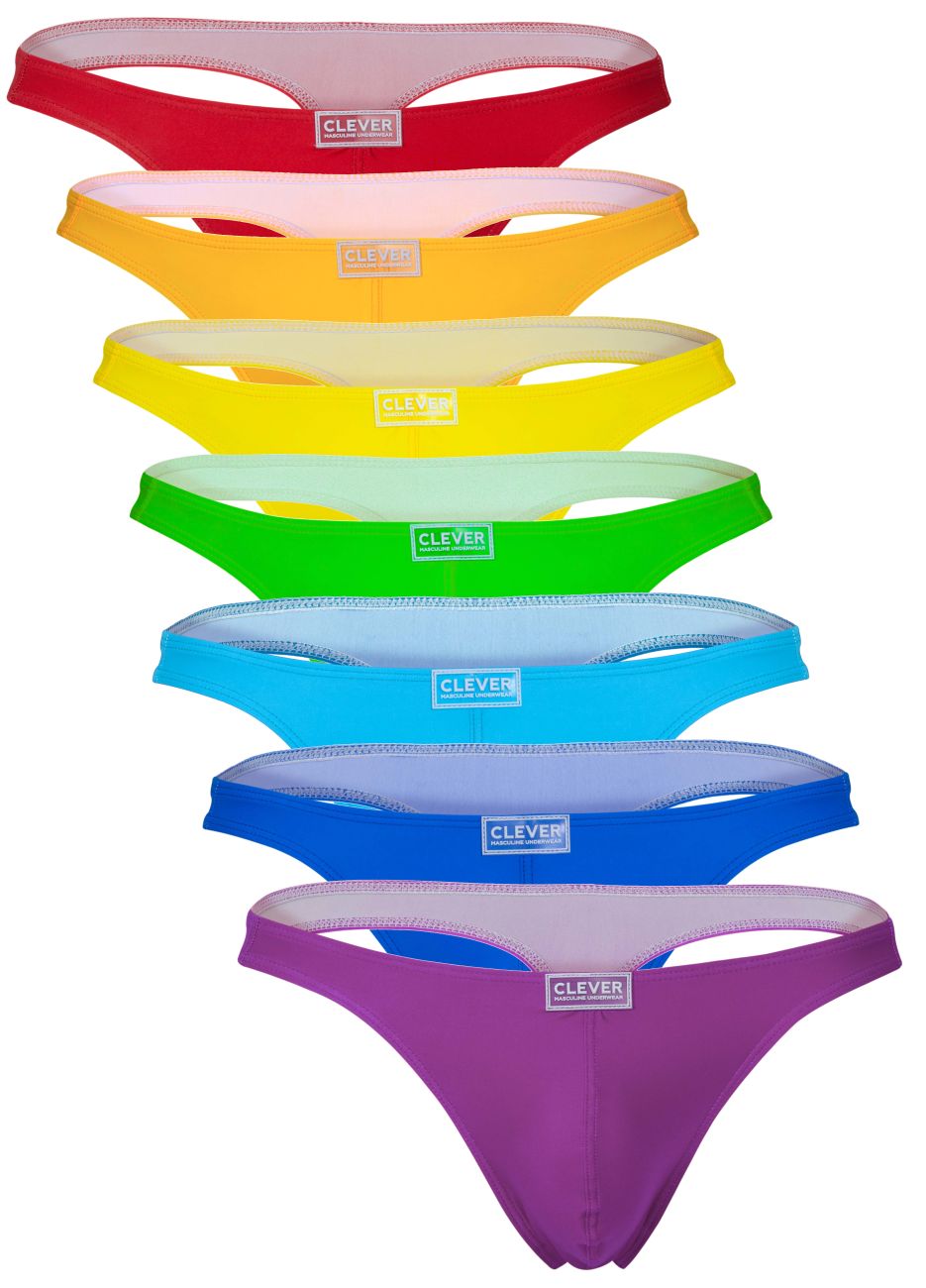 Clever 10009 7PK Mens Colouful Pride Multi Pack Thongs All Colours Included