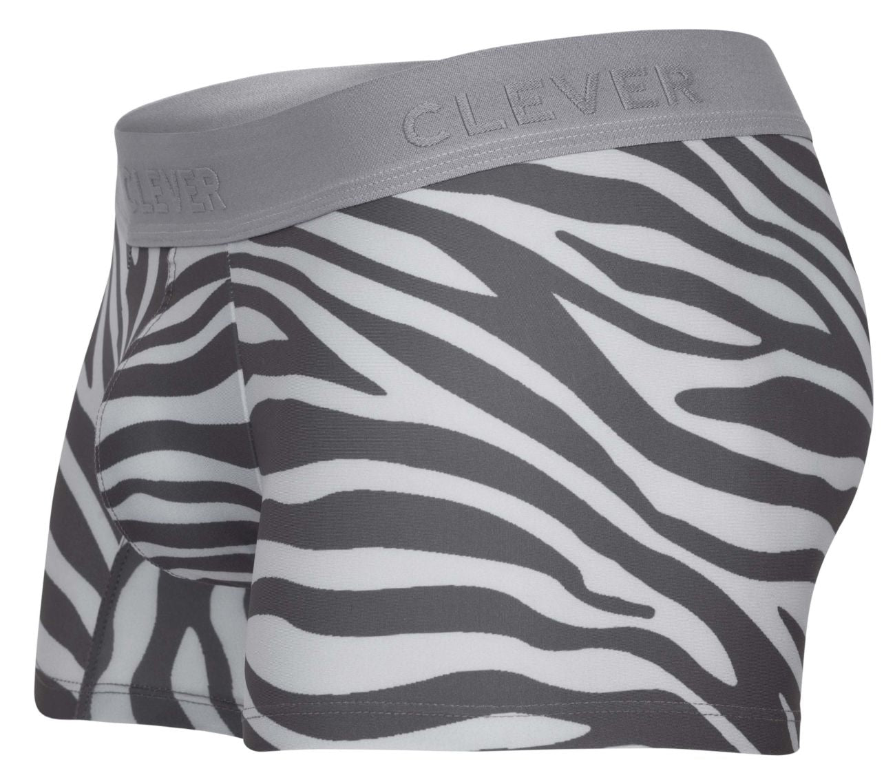 Clever 1800 Cebra Mens Zebra Animal Print Trunks Gray