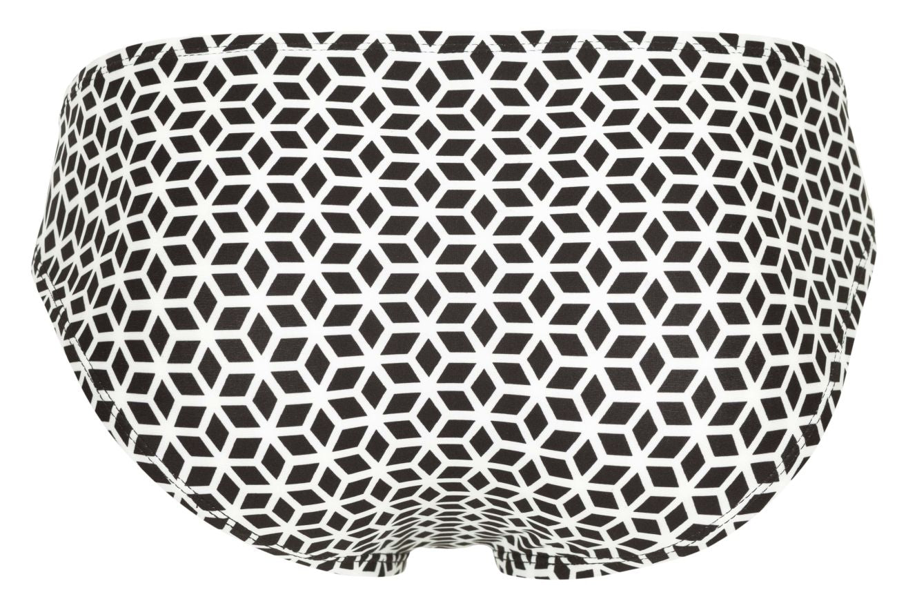 Clever 1857 Mens Cuadricula Second Skin Bikini Brief White Geometric