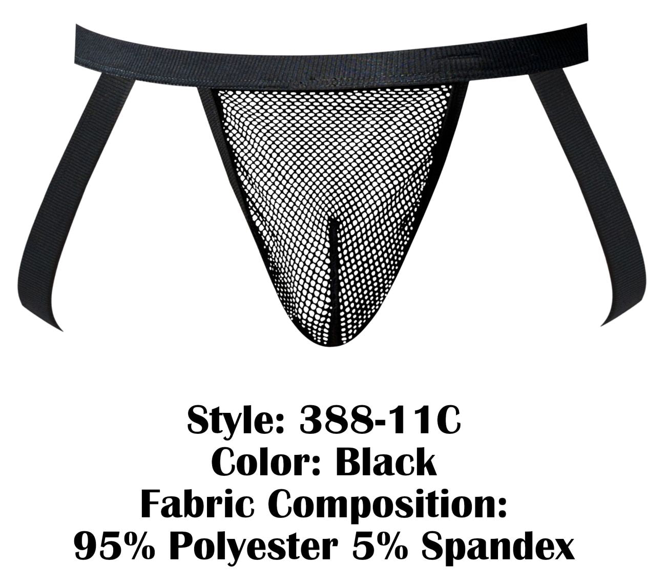 Male Power 388-11C Mens See Though Fishnet Jockstrap Black