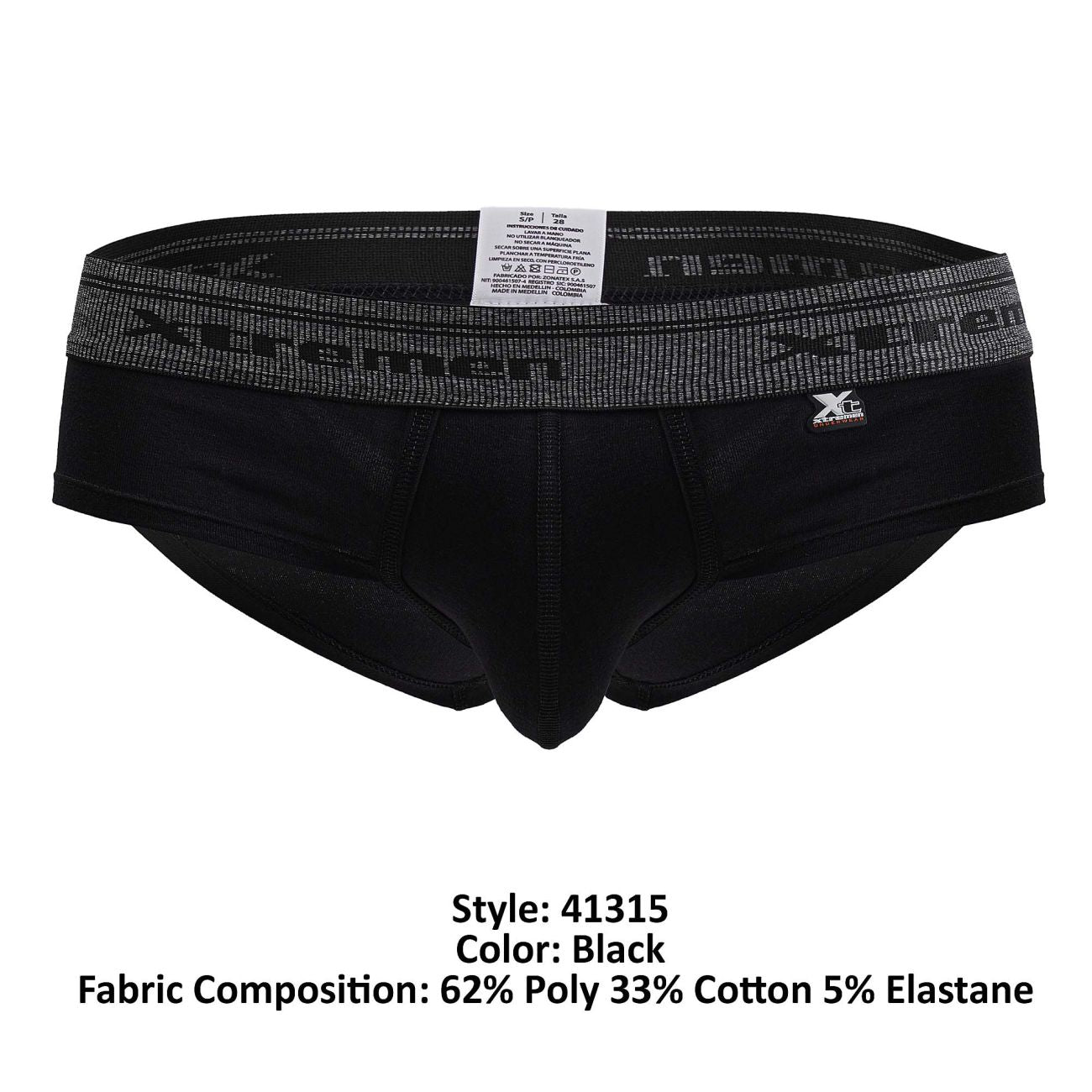 Xtremen 41315 Mens Cotton Blend Wide Side Briefs Black