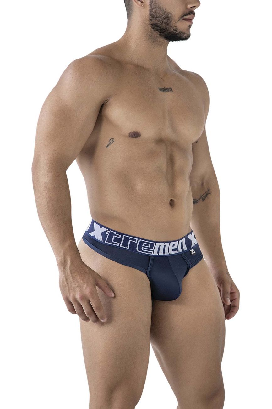 Xtremen 91208B Microfiber Mens Thongs Navy