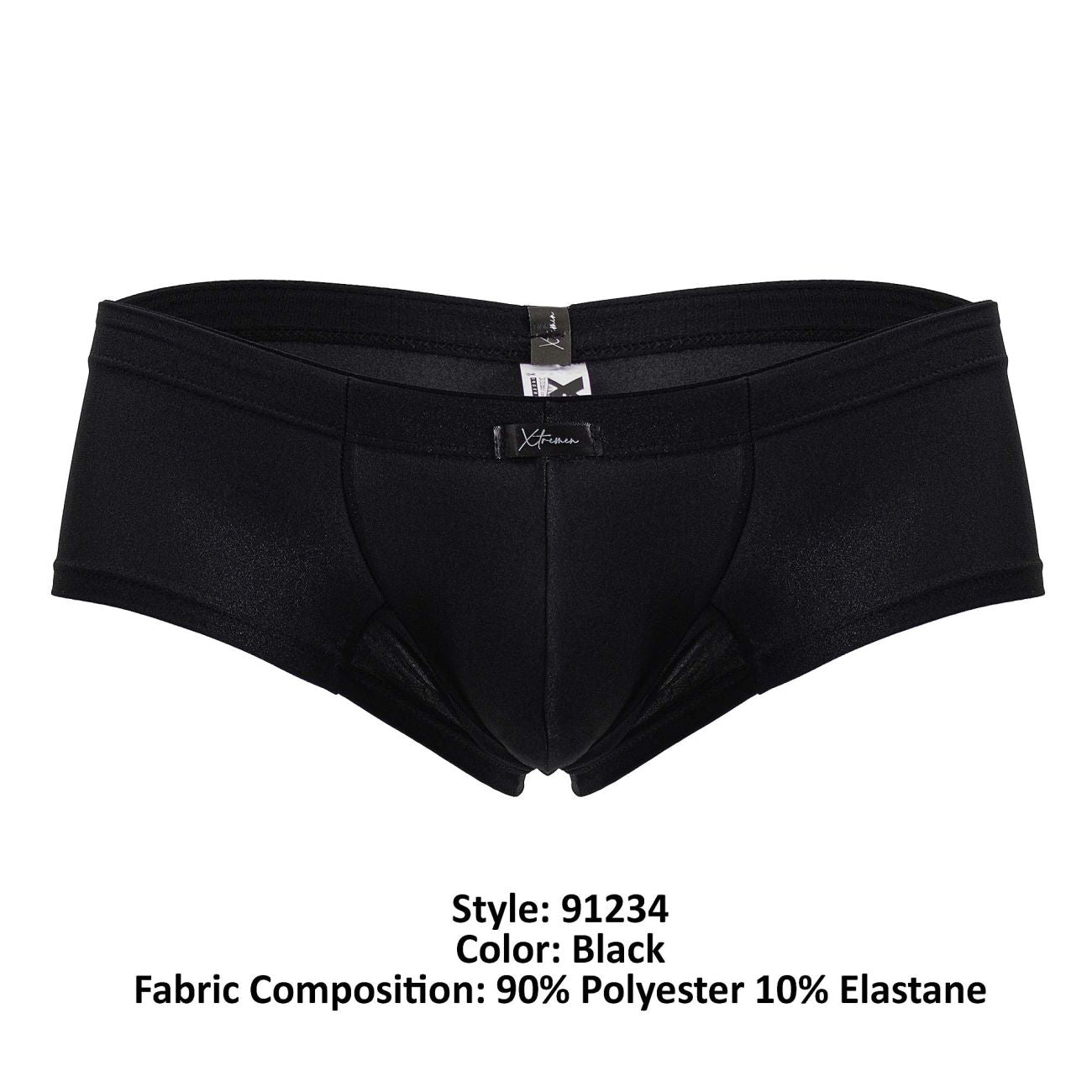 Xtremen 91234 Mens Microfiber Contoured Fit Trunks Black