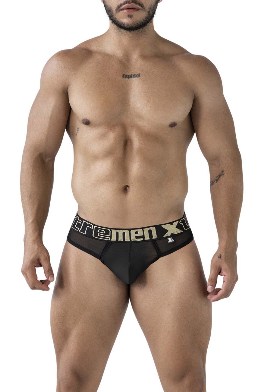 Xtremen 91235 Mens Sheer Microfiber Thong Black