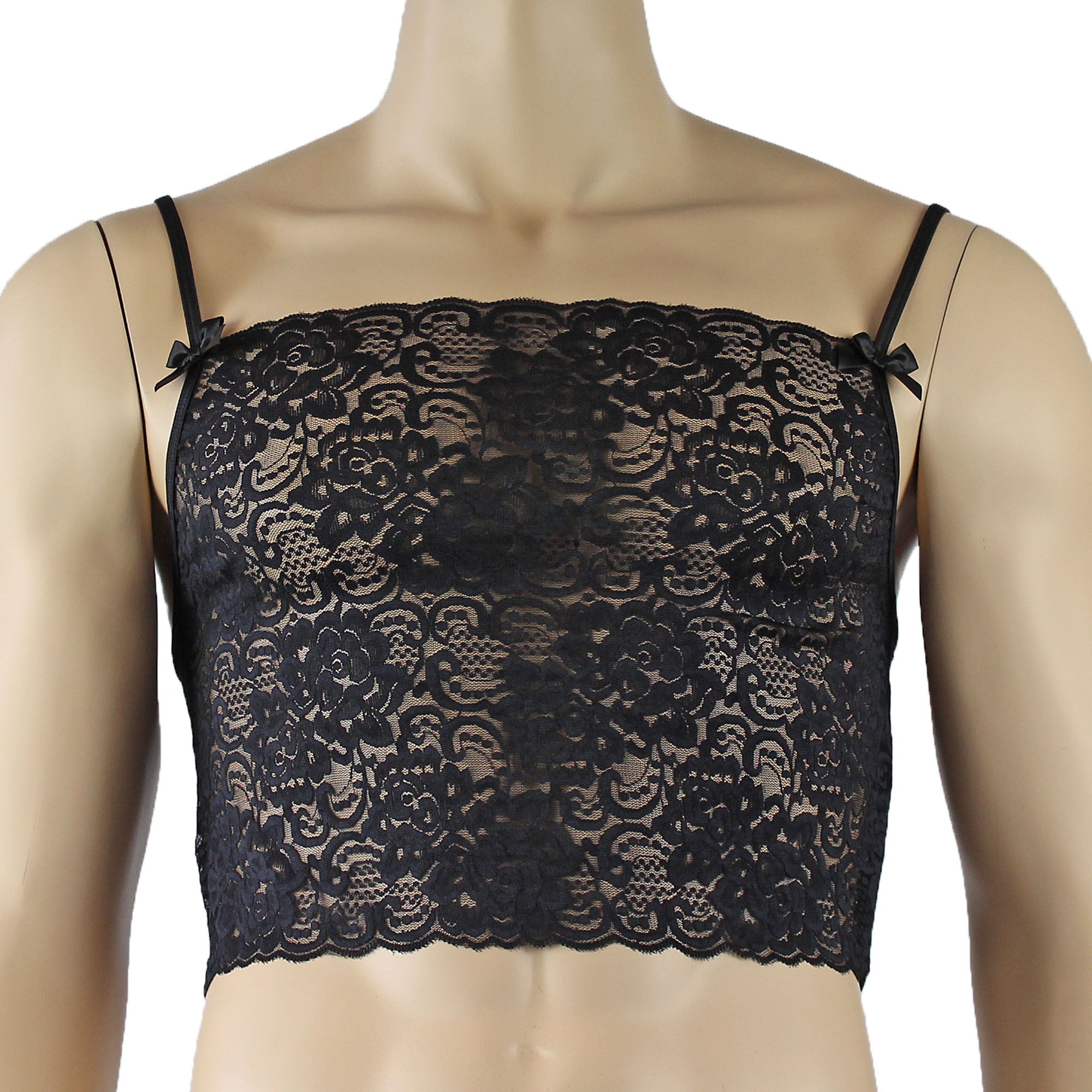 Mens Rebecca Pretty Lace Camisole Top Male Lingerie Black