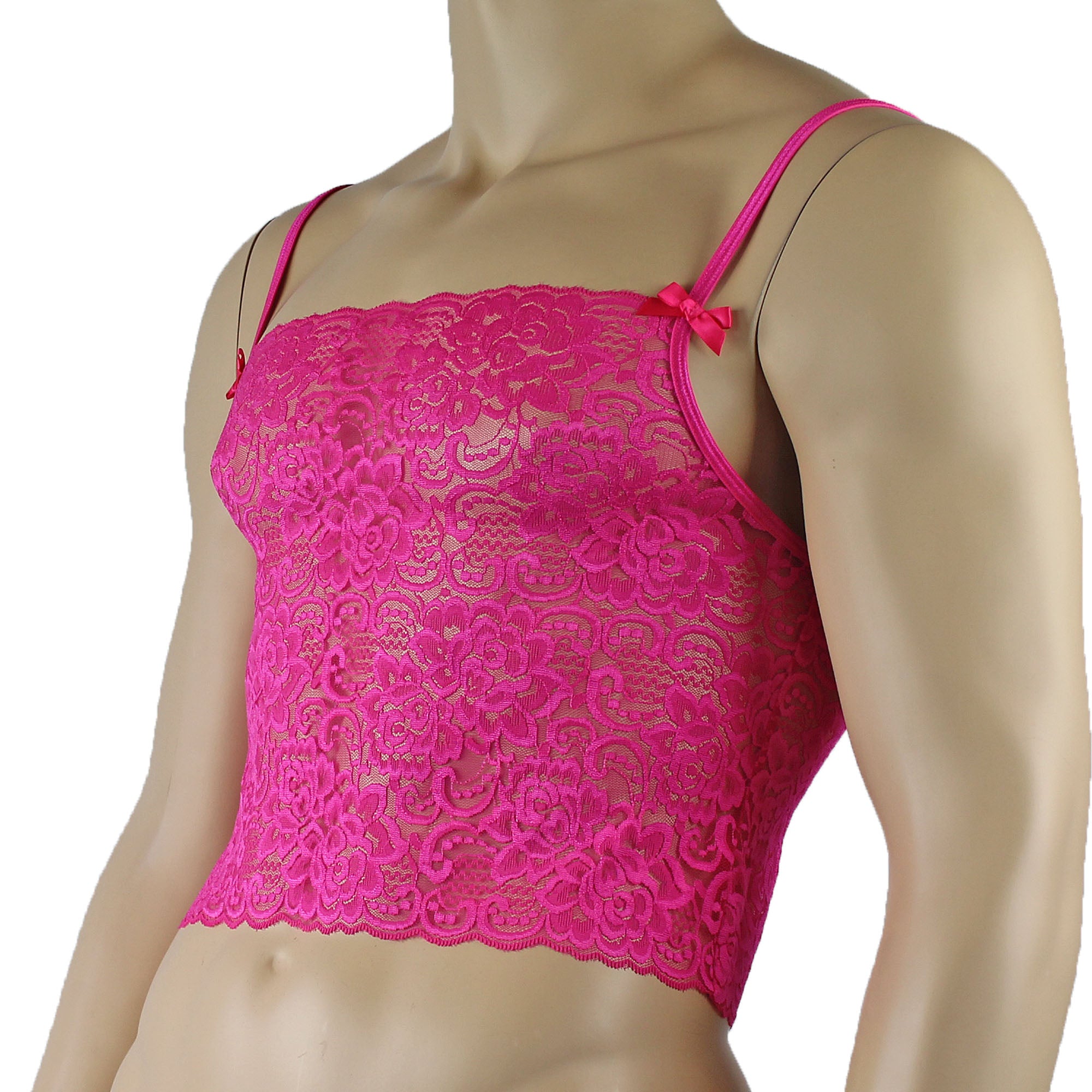Mens Rebecca Pretty Lace Camisole Top Male Lingerie Hot Pink
