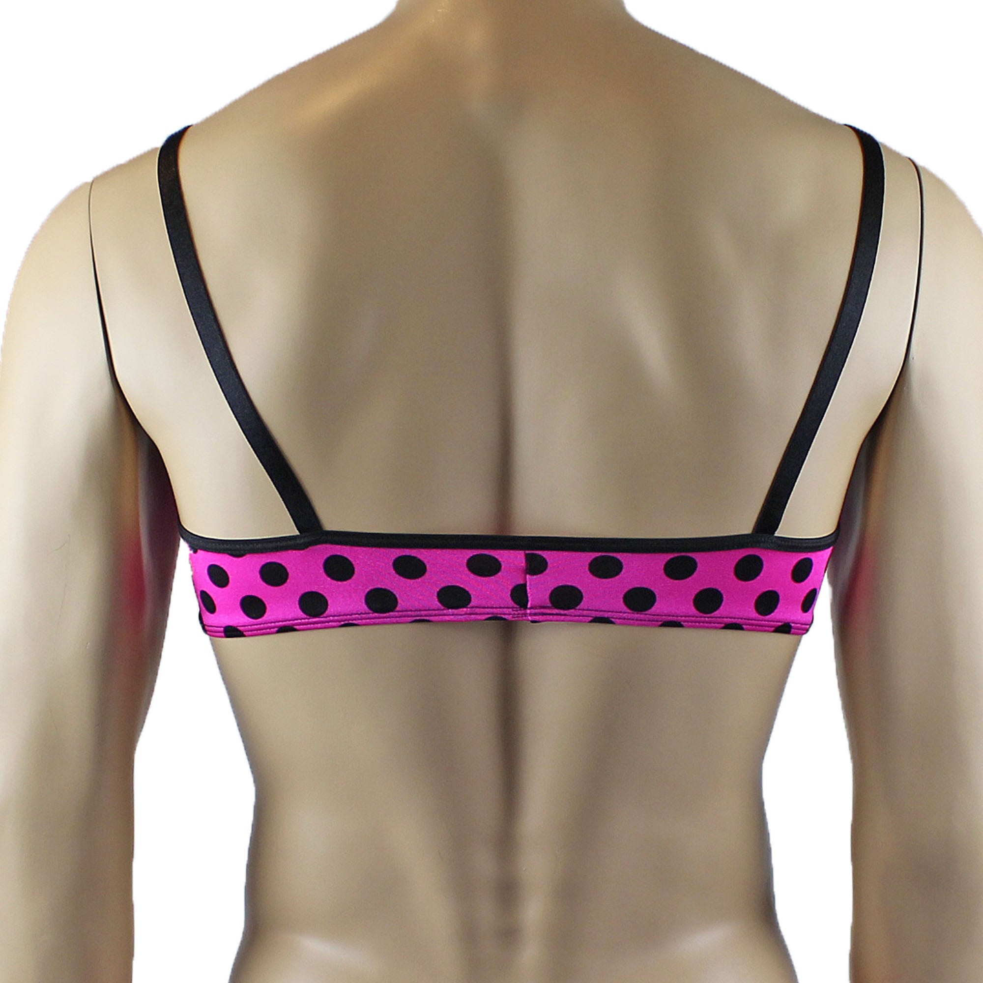 Mens Polka Dot Hot Pink Crop Top Bra & G string Thong