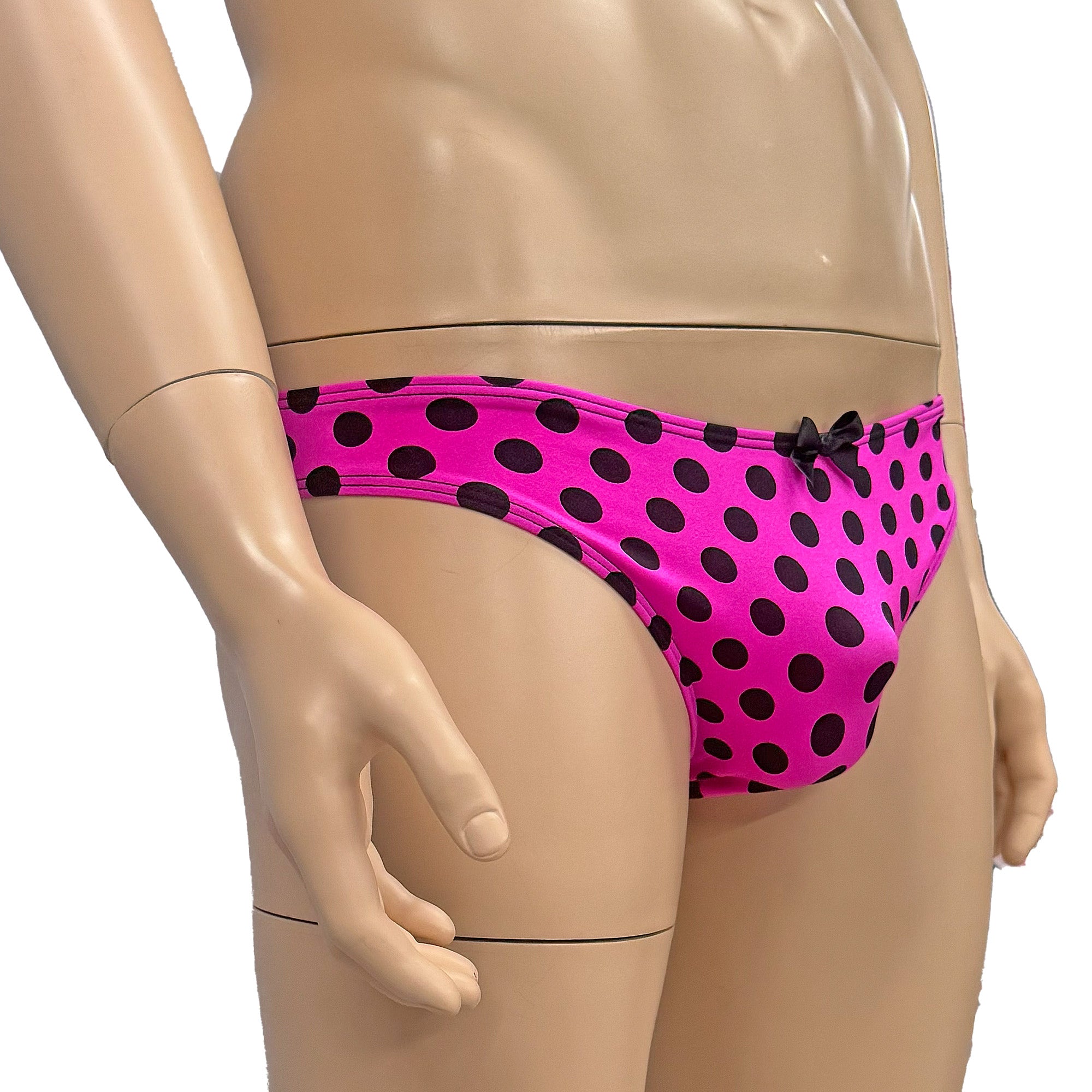 Mens Hot Pink Poka Dot Seamless Wide Front Bikini Brief