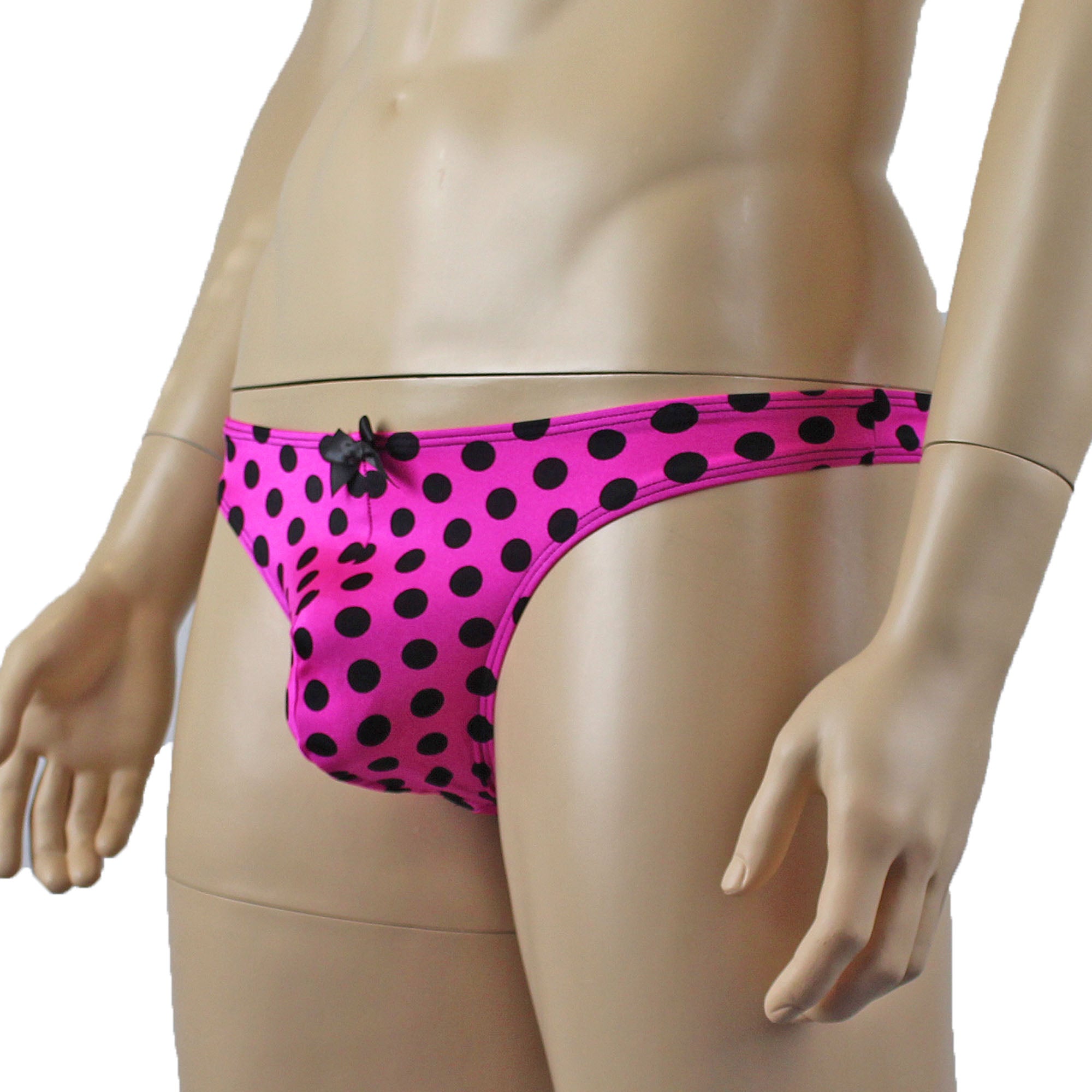 Mens Retro Hot Pink Polka Dot Sexy Back G string Thong