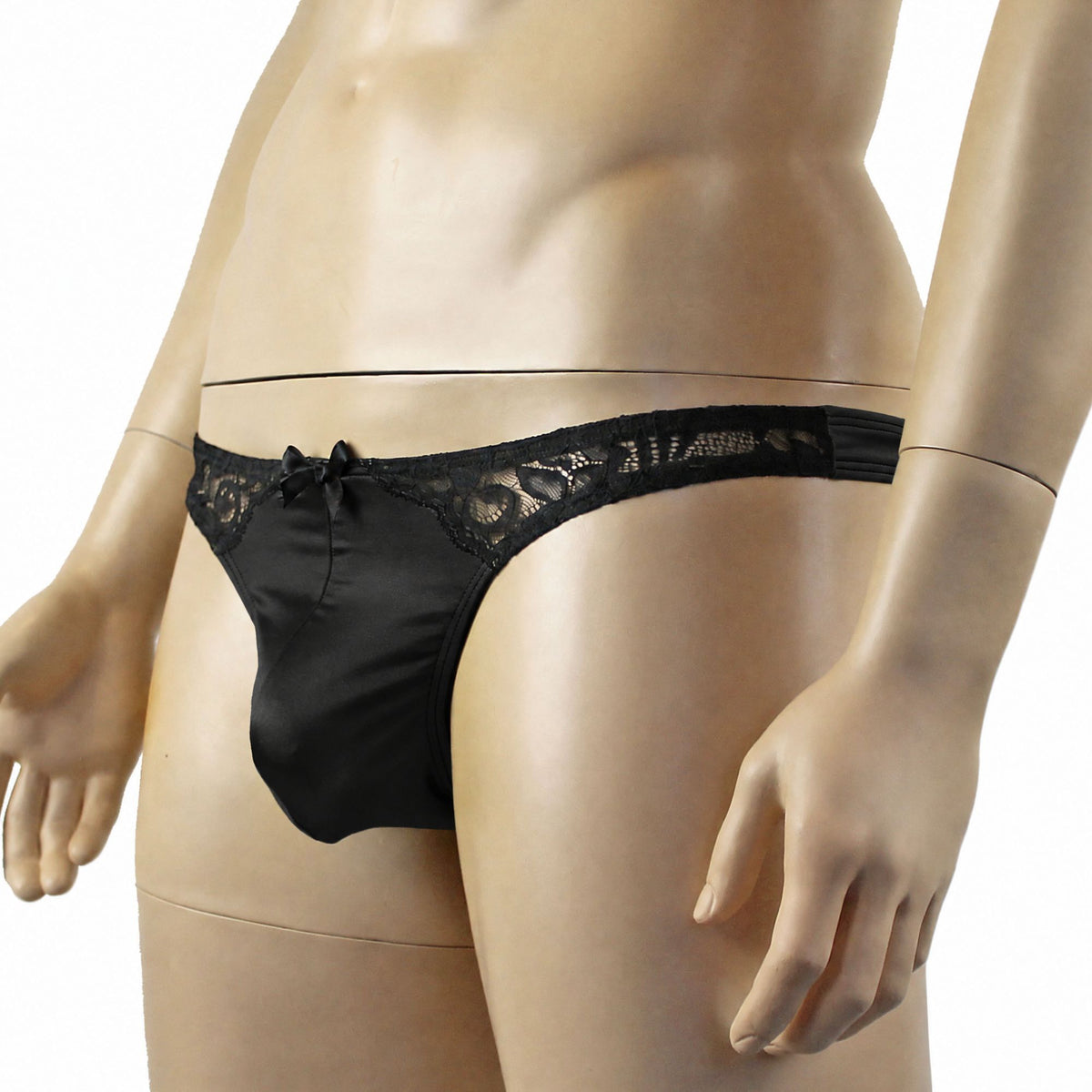Mens Risque G string Thong Black and Black Lace