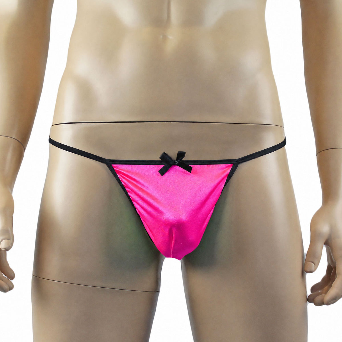 Mens Risque Camisole Mini Dress Chemise, G string & Stockings Neon Pink & Black