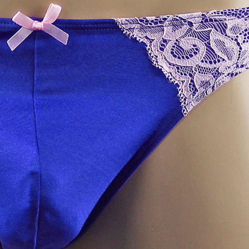 Mens Isabel Panty Stretch Spandex & Lace Thong with Sexy Back (white & pink lace plus other colours)