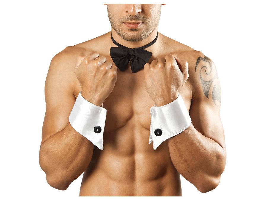 CandyMan 9646 Bowtie and Cuffs Black & White