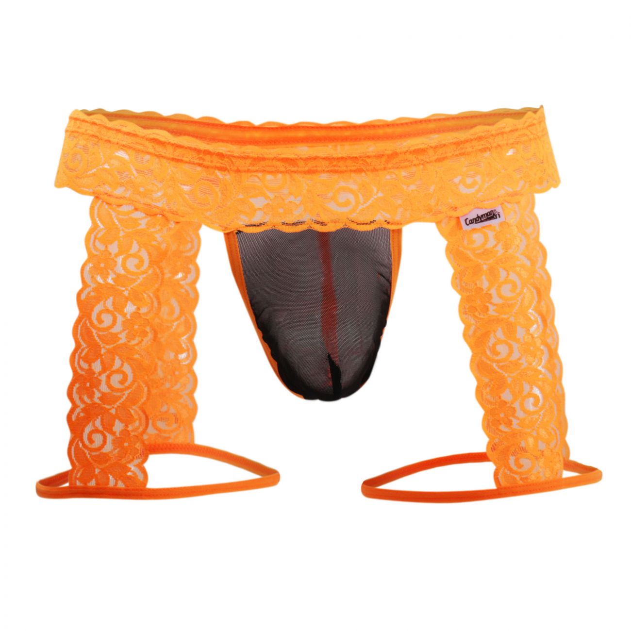 CandyMan 99369X Lace Thongs Hot Orange Plus Sizes