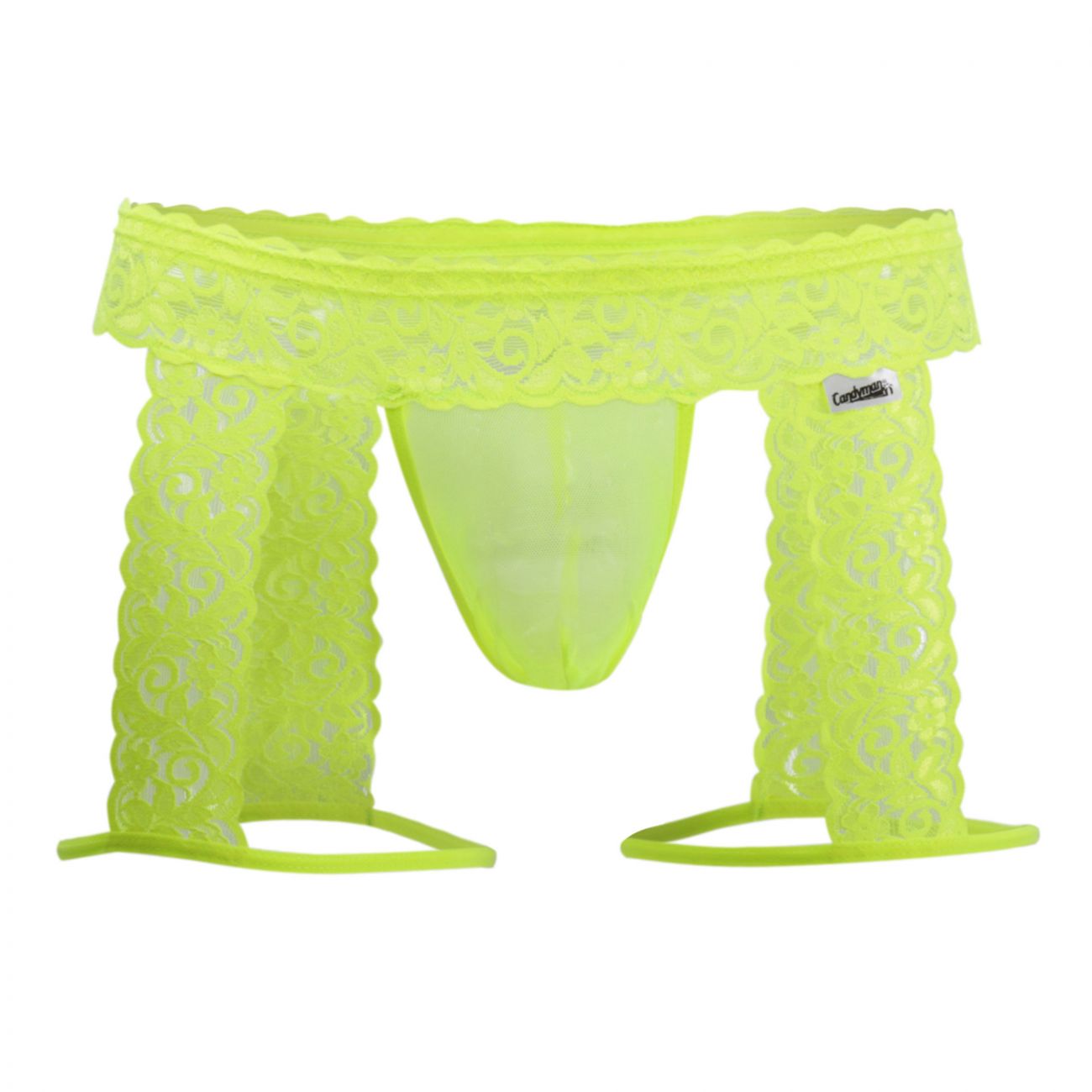 CandyMan 99369X Lace Thongs Hot Yellow Plus Sizes