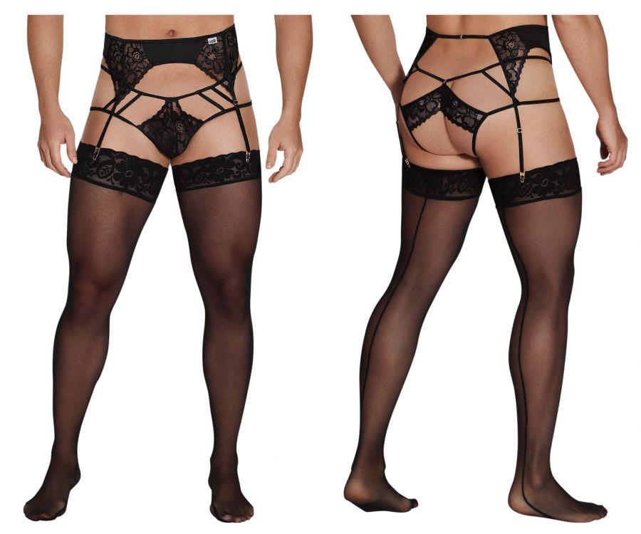 CandyMan 99550 Lace Garter-Jockstrap Outfit Black