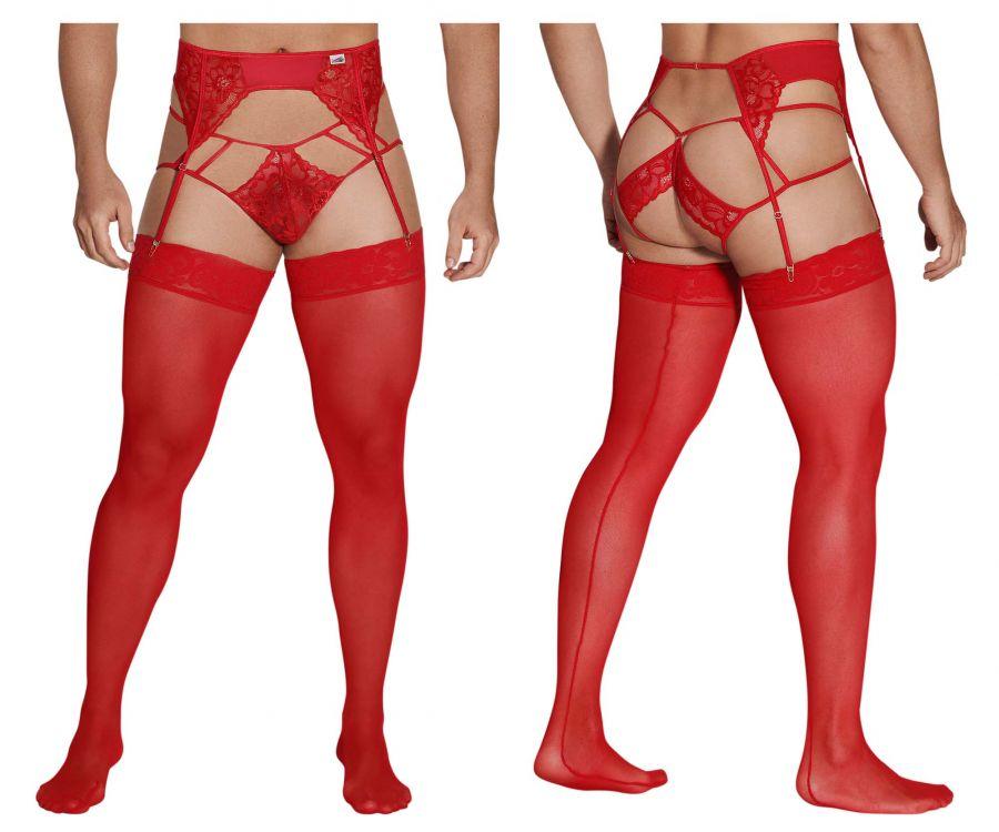 CandyMan 99550 Lace Garter-Jockstrap Outfit Red