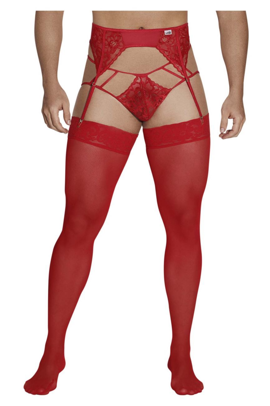 CandyMan 99550 Lace Garter-Jockstrap Outfit Red
