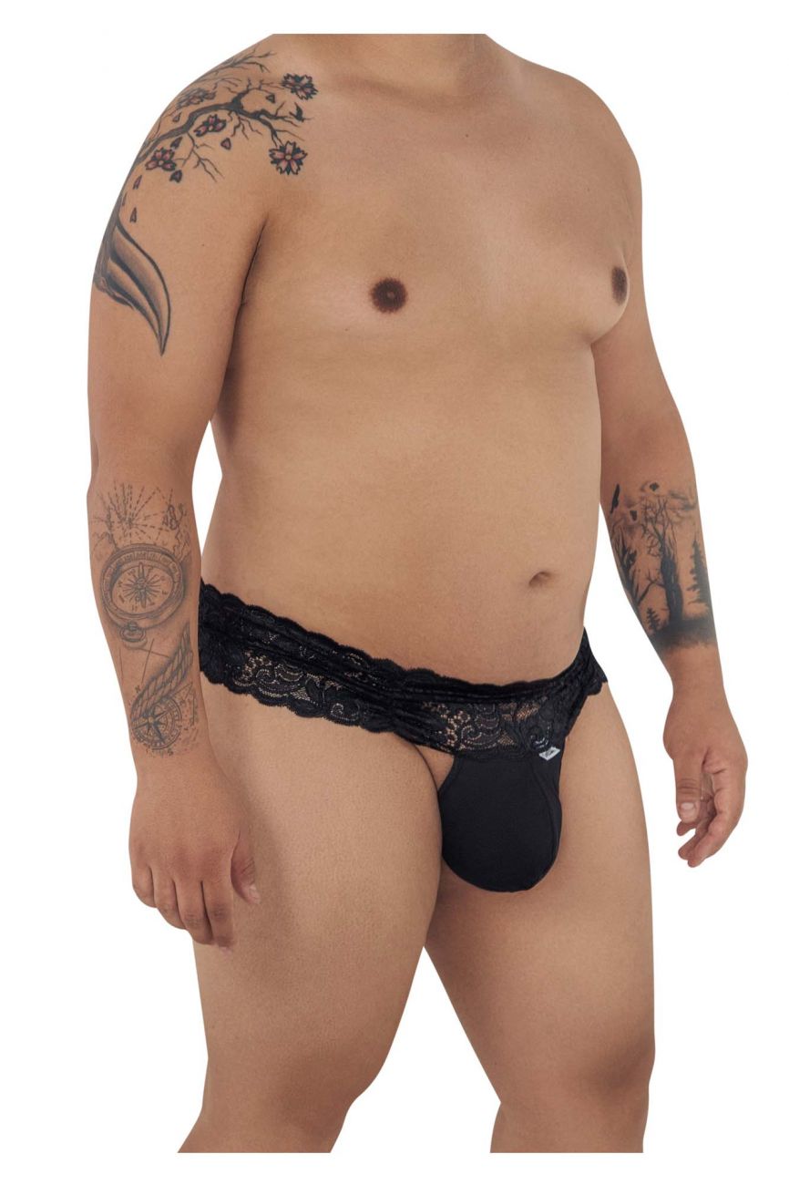 CandyMan 99595X Lace Thongs Black Plus Sizes