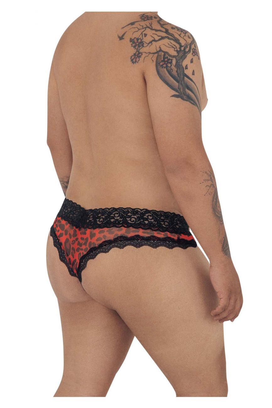 CandyMan 99596X Mesh-Lace Thongs Snake Print Plus Sizes