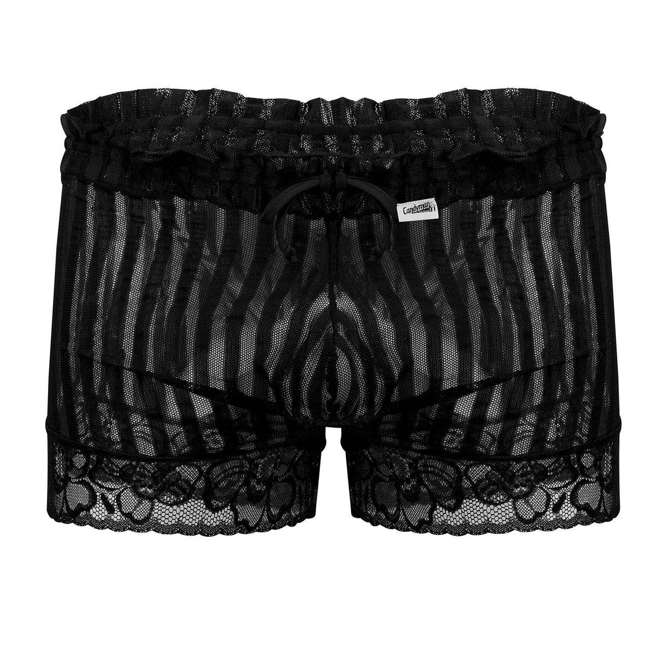 CandyMan 99601X Lounge Pajama Shorts Black Plus Sizes