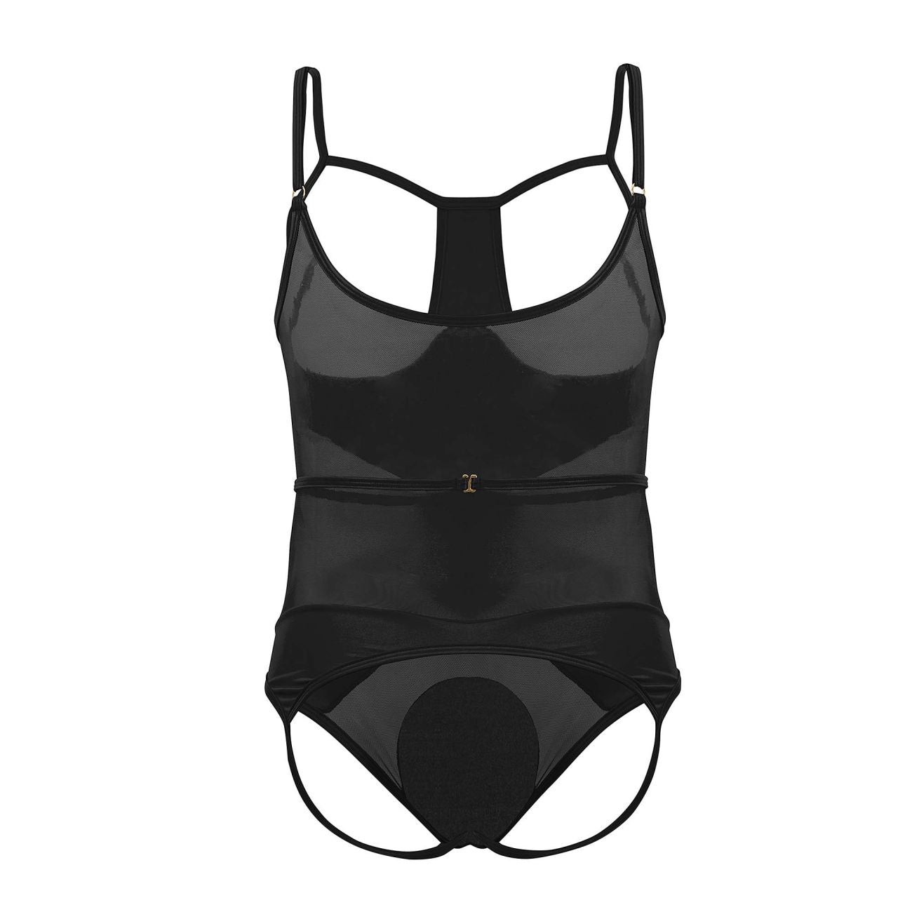 CandyMan 99670X Harness Bodysuit Black Plus Sizes