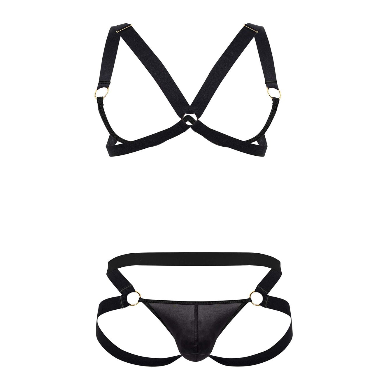 CandyMan 99731 Harness-Bra Two Piece Set Black