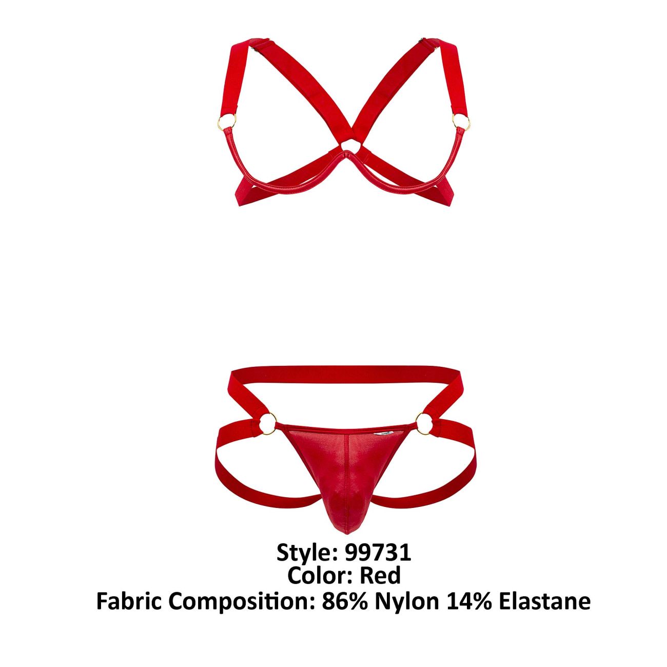 CandyMan 99731 Harness-Bra Two Piece Set Red