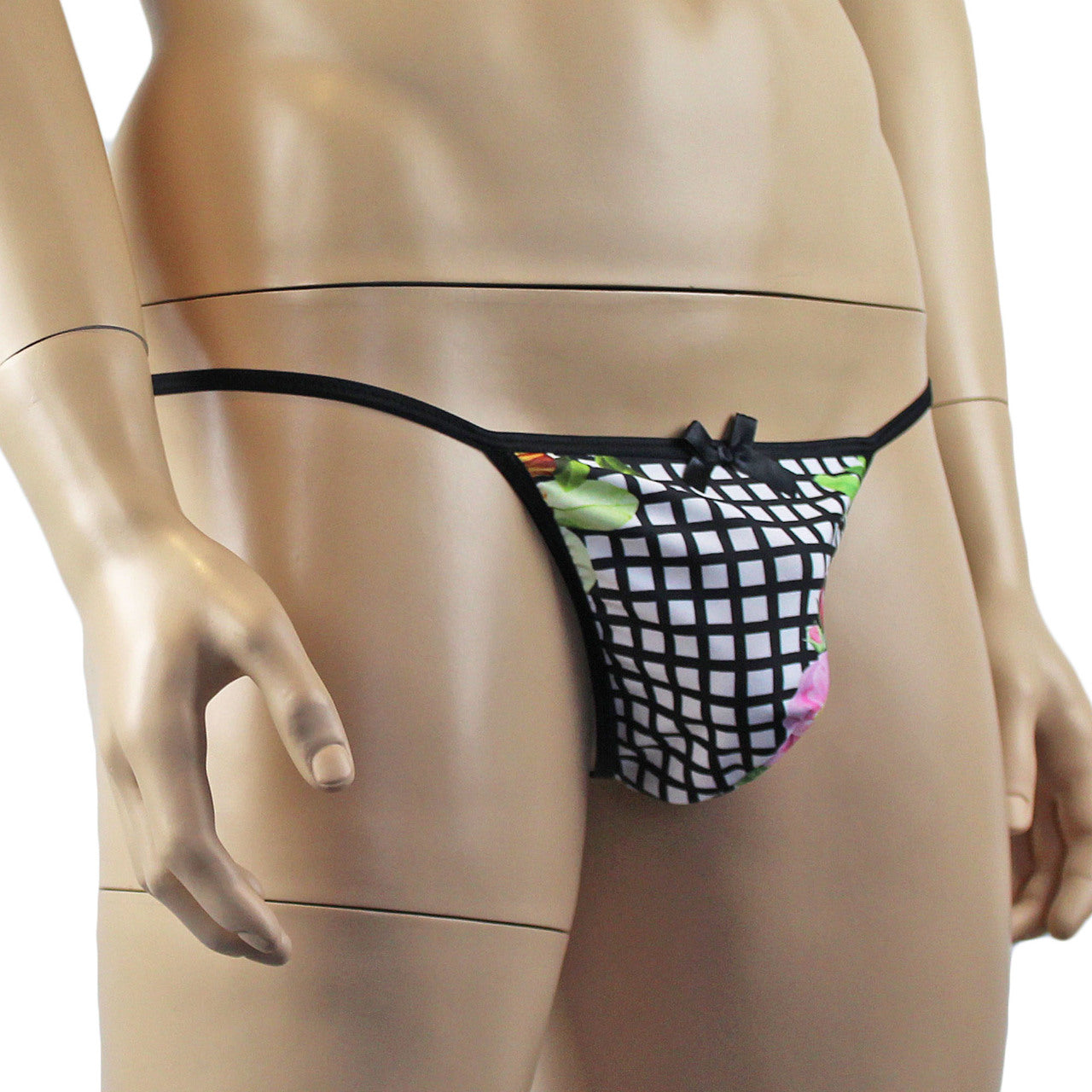 Mens Diana G string Pouch in our Flower Checkered Print Spandex