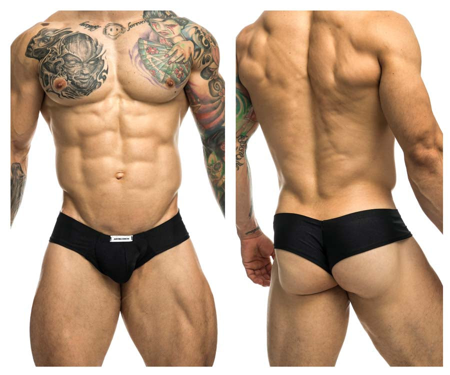 JUSTIN+SIMON XSJ22 Cheek Briefs Black Plus Sizes