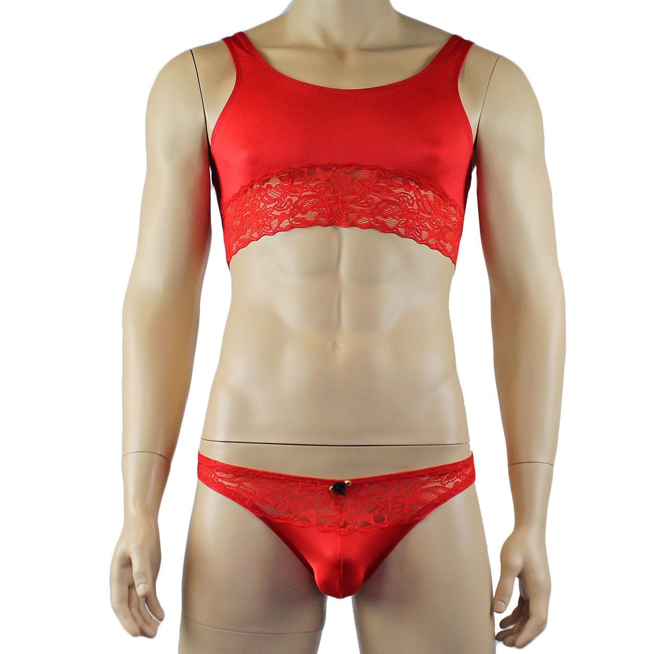 Male Lingerie Bra Camisole Top with Capri Bikini (red plus other colours)