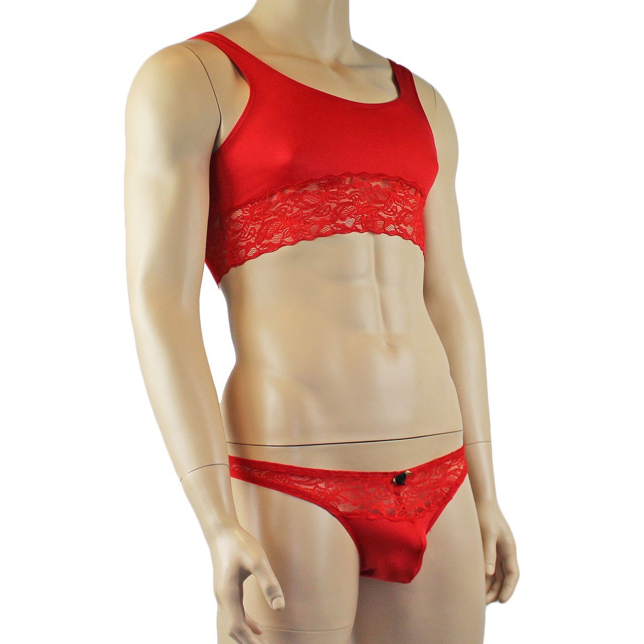 Male Lingerie Bra Camisole Top with Capri Bikini (red plus other colours)