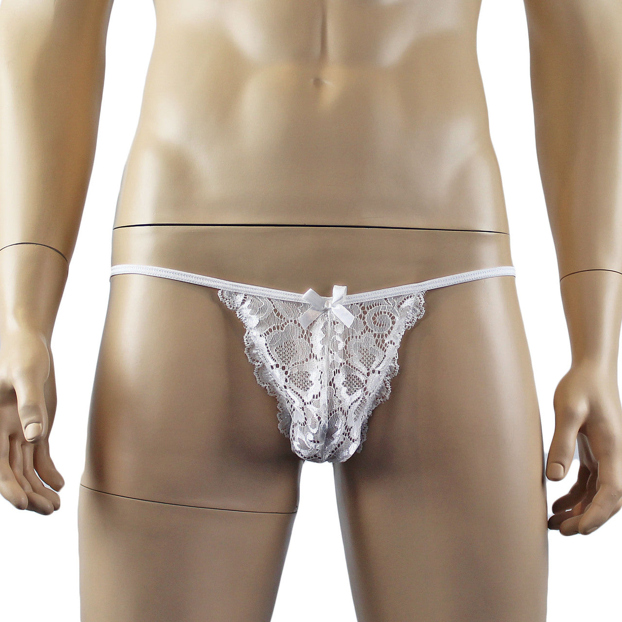 Mens Sweetheart Shiny Lace Bikini Brief Panty (white plus other colours)