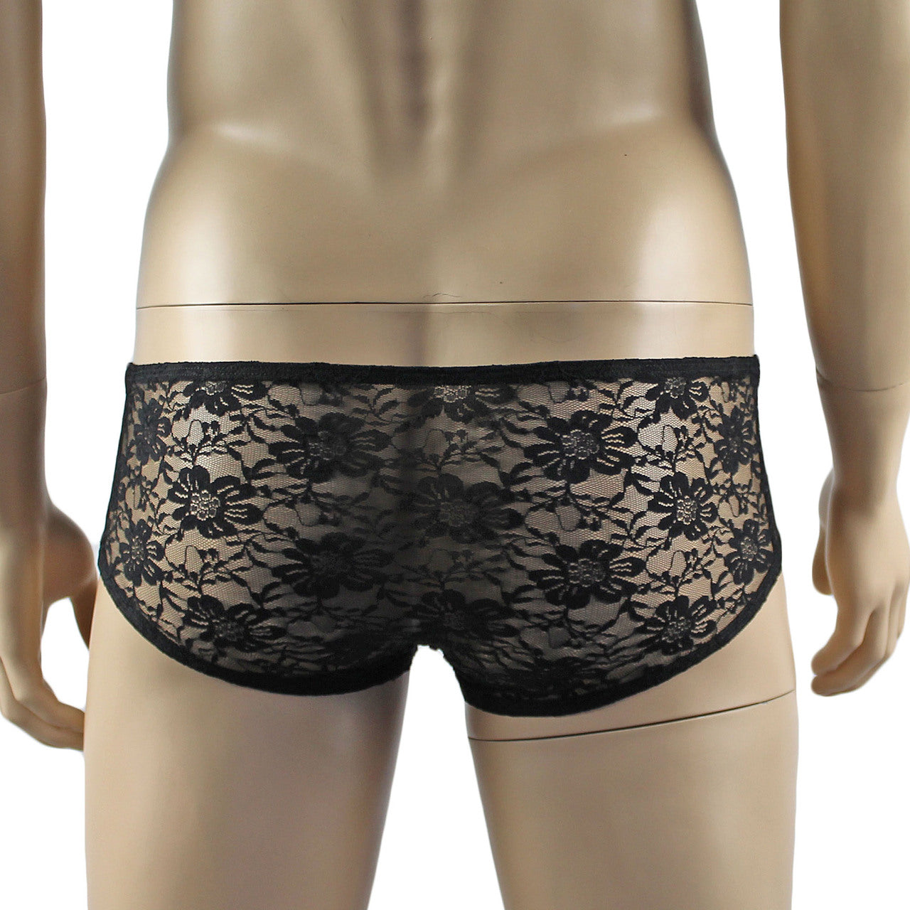 Mens Sexy Lingerie Stretch Lace Male Panty Bikini Brief Black