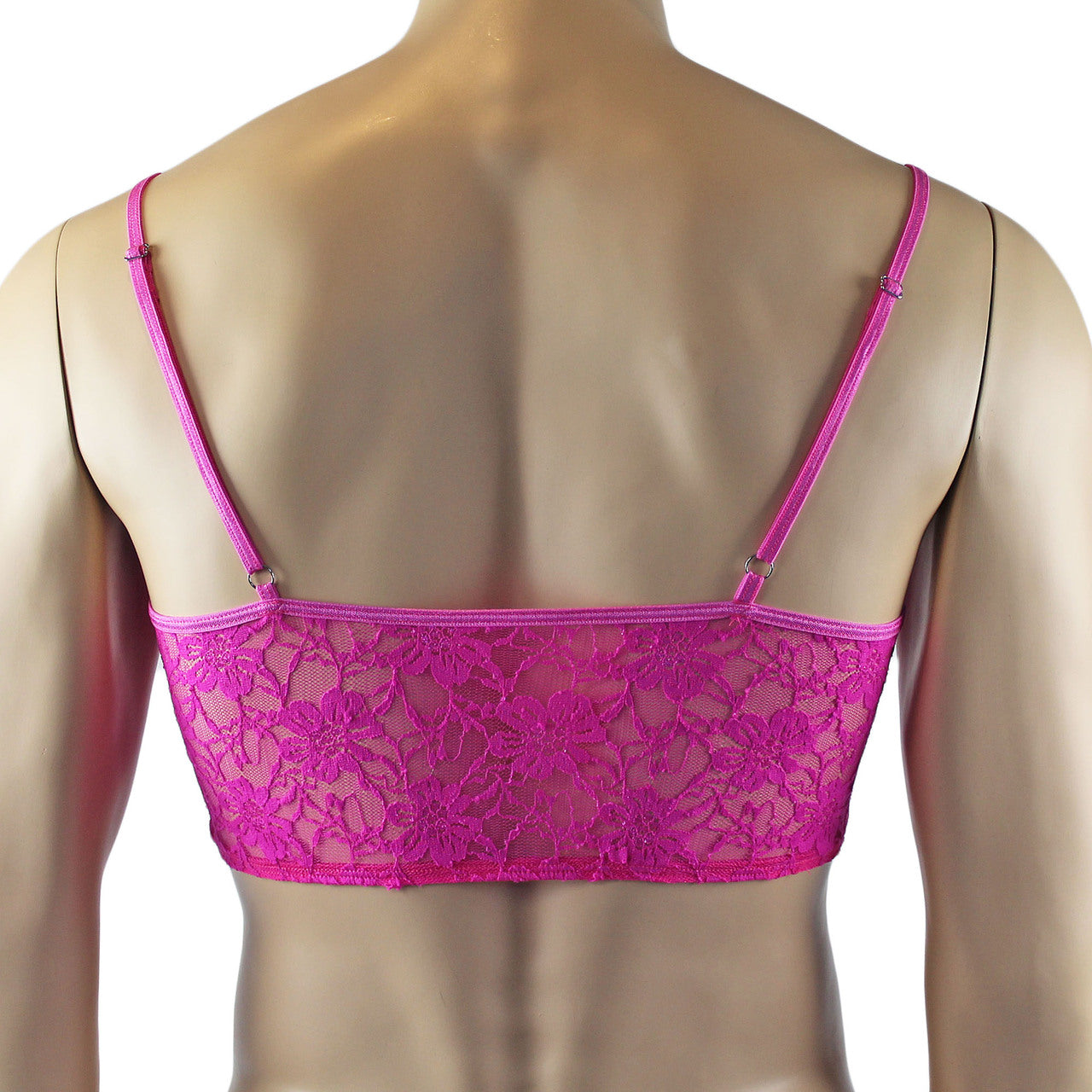 Mens Sexy Lace Crop Bra Top Camisole Black Male Lingerie Neon Pink