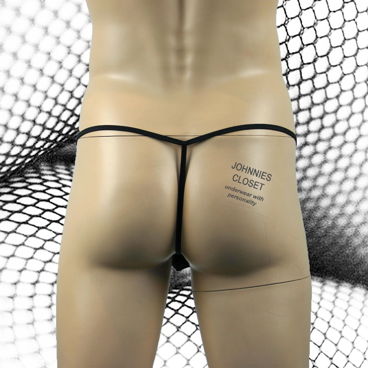 Mens Vicky Stretch Mesh Mini Ball Bag Pouch with Rings Black